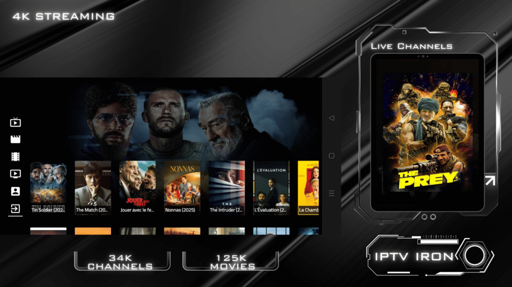 Iron TV Pro Max – Abonnement IPTV 4K avec code instantané Iron TV Pro Max